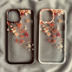Fashion Yellow Fallen Leaves Phone Case For iPhone 17 16 15 14 13 12 11 Pro Max X XR 7 8 Plus Maple Leaf Hard Clear Shell Cover