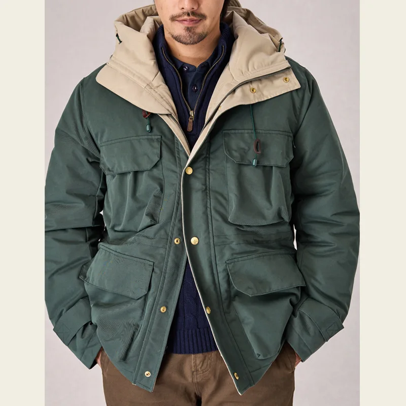 Unisex Mountaineering Padded Jacket Winter Hooded Windproof Thickened Multi-Pocket Outdoor Coat Warm Insulated Hiking Jacket