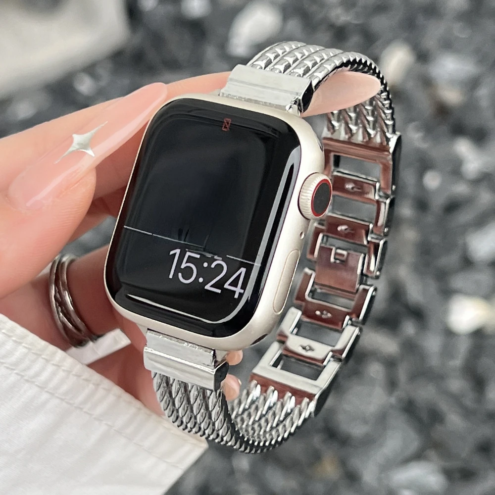 Metal for Apple Watch Ultra 49mm band for Iwatch Series 8 7 SE 6 5 4 3 2 41mm 45mm Zinc Alloy Women\'s Fashion Bracelet 40mm 44mm