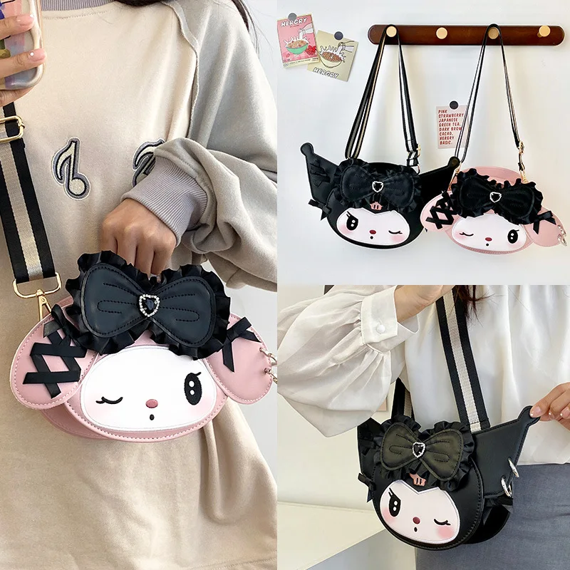 

New Kuromi Bag Kawaii Sanrioed Anime My Melody Crossbody Bag Girl Heart Sweet Cute Cartoon Girl Jk Uniform Bag Gift for Kids