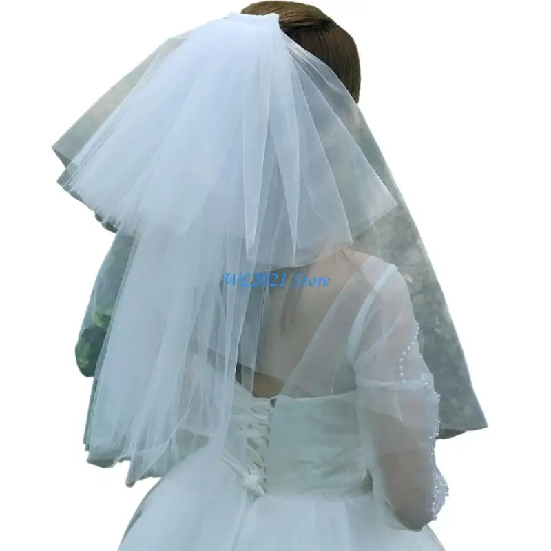 

G5GC Delicate Handmade White Bridal Veil White Net Perfect For Wedding Photography