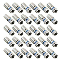 30Pcs RG6 F Compression Connector RF Wire Connector Solderless Adapter Blue