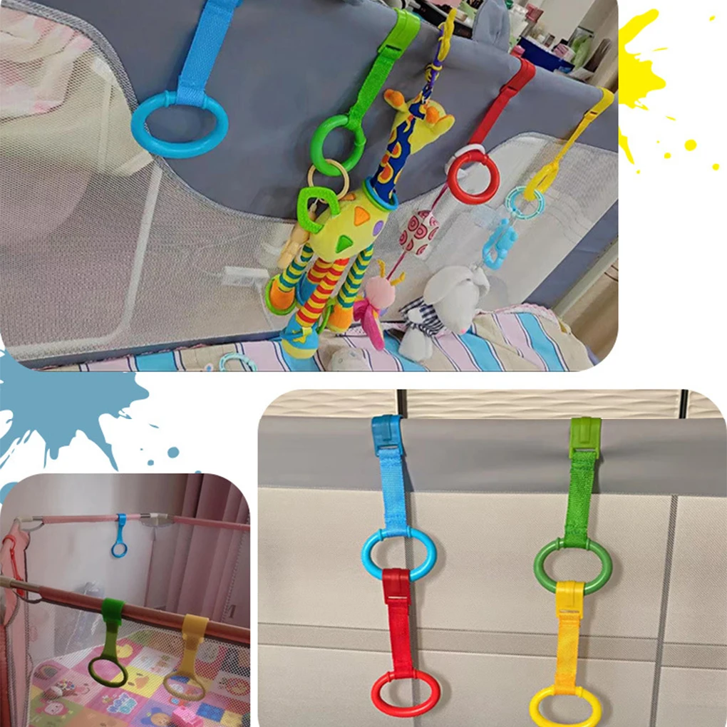 Baby Crib Playpen Pull Ring Hanging Rings Learn To Stand Pendants Handles Plastic Universal for Activity Gym Training Accessorie