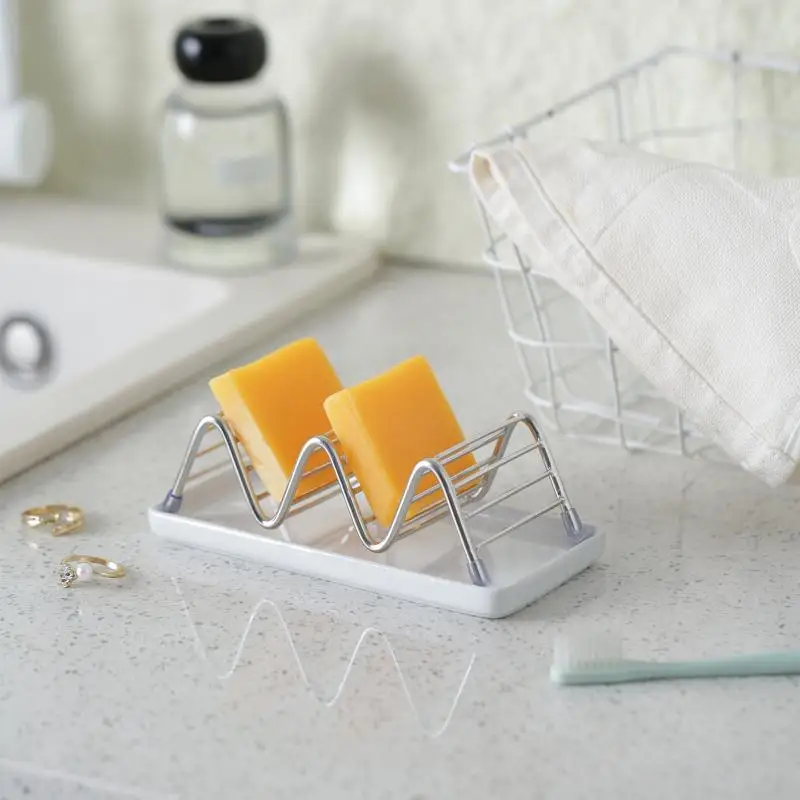 2/3 Grids Stainless Steel Soap Rack Student Dormitory Soap Moisture-proof And Waterproof Sink Storage Rack Household Storage