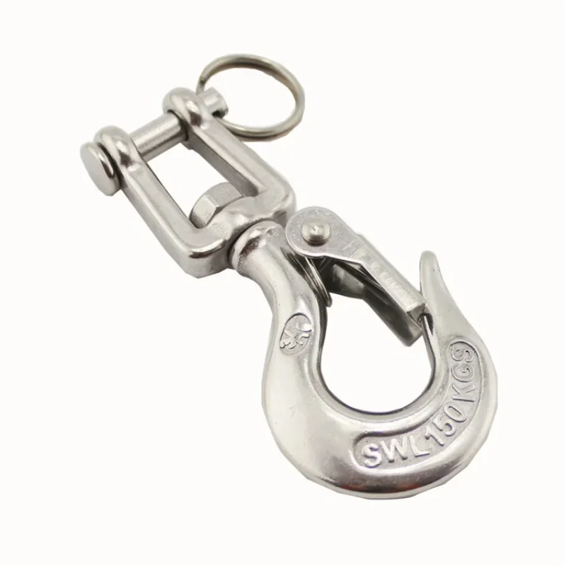 2 Pcs Marine Jaw Type Swivel Crane Hook with Safety Load Limit of 150-1500Kg Marine Boat 304 Stainless Steel