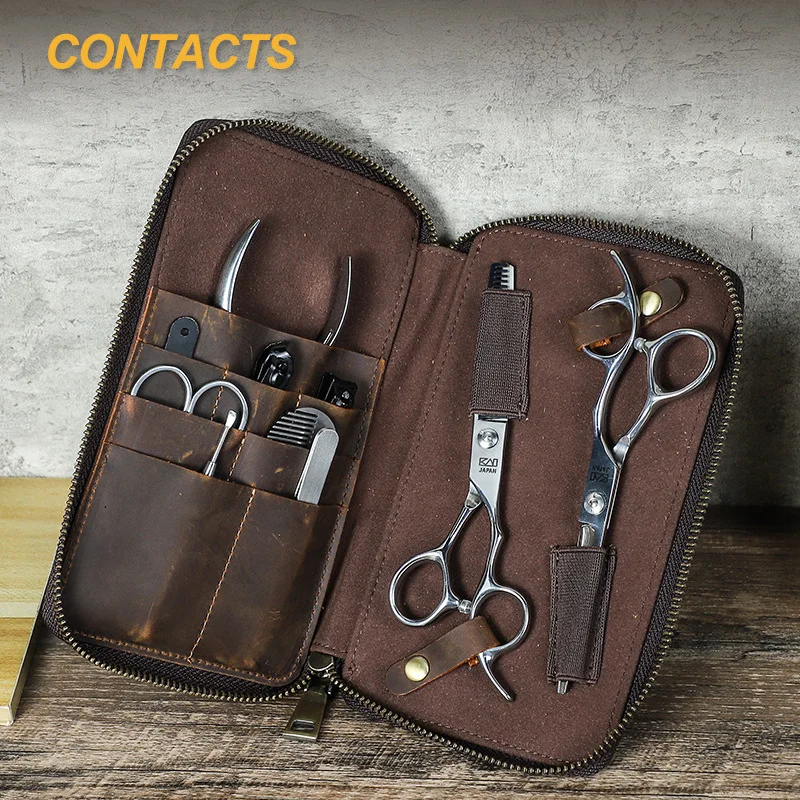 

High-grade leather portable travel nail clippers care storage bag beauty manicure tools multi-function hand bag makeup bag