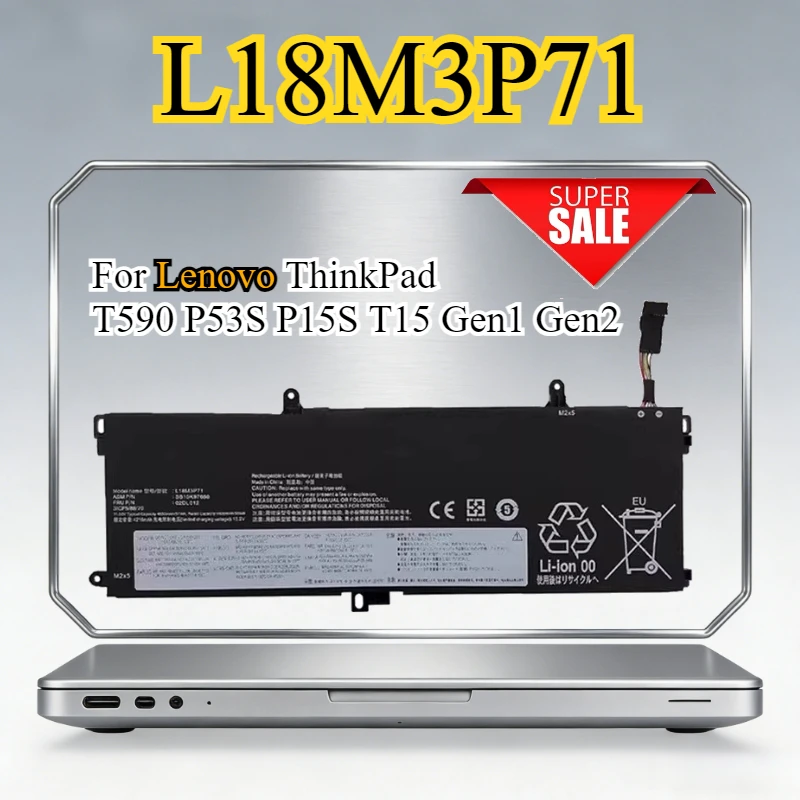 

New L18M3P71 Battery For Lenovo ThinkPad T590 P53S P15S T15 Gen1 Gen2 11.52V