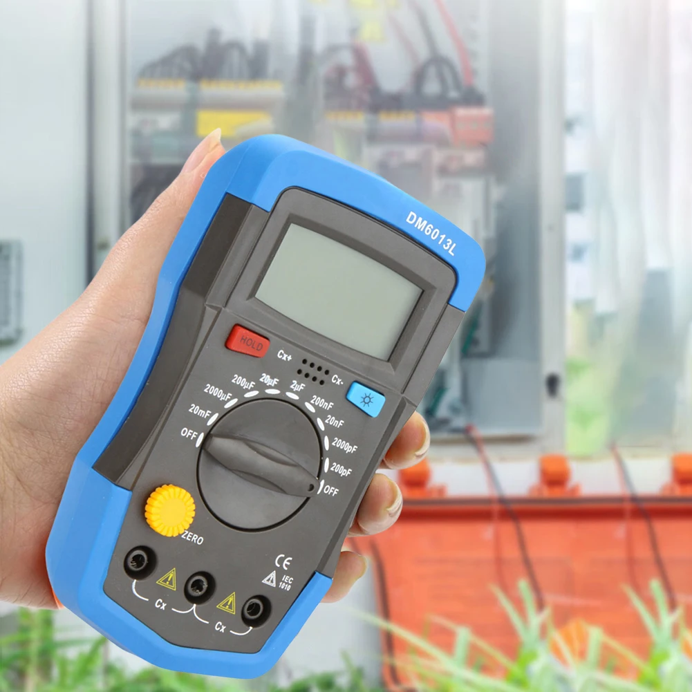 DM6013L Digital Capacimeter High Precision 200pF~20mF Portable Handheld Capacitance Meter Data Hold LCD Backlight Circuit Tester