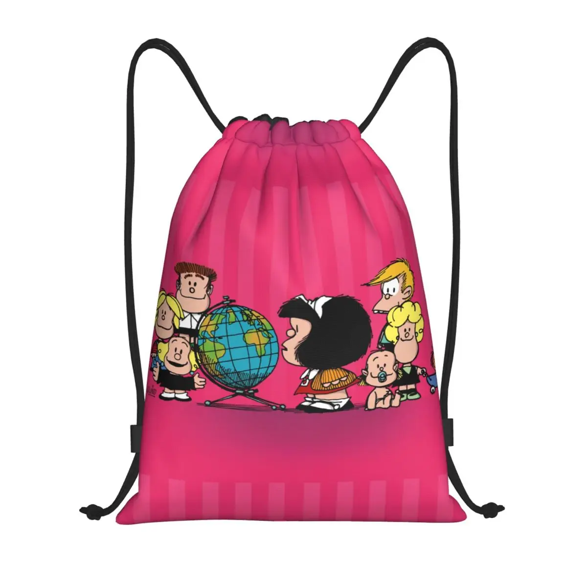 Custom Kawaii Cartoon Mafalda Drawstring Backpack Bags Men Women Lightweight Gym Sports Sackpack Sacks for Traveling