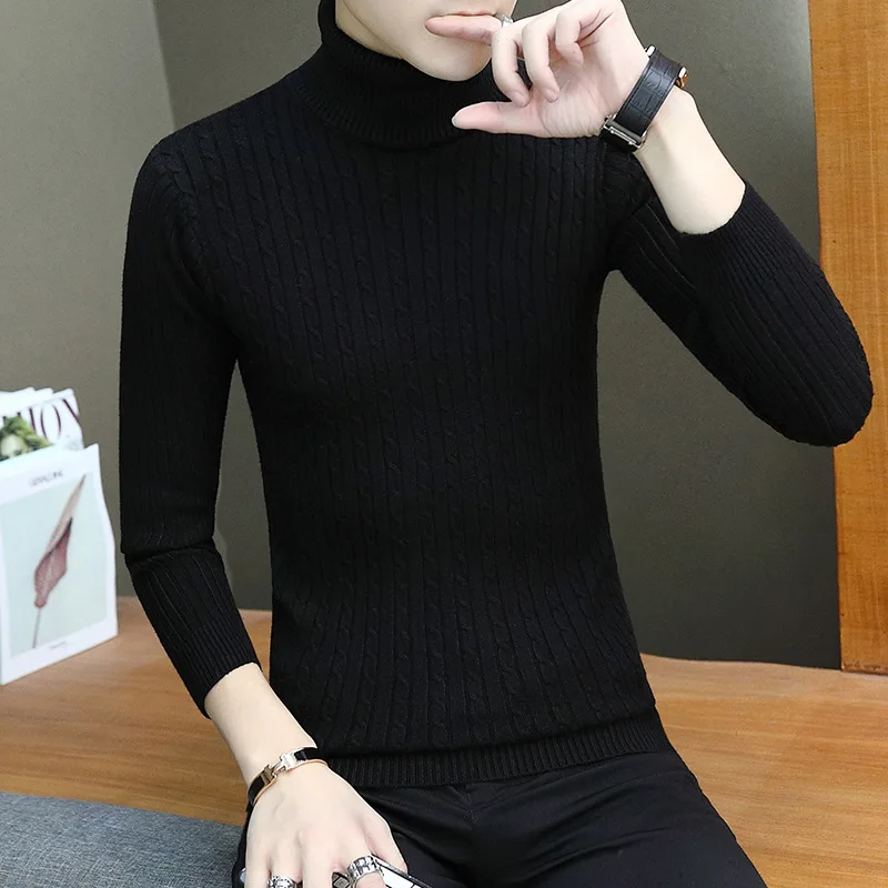 

Мужской вязаный свитер с высоким воротником, приталенный длинный све, осень-зима, цветная пряжа, молодежная модная корейская основа, irt