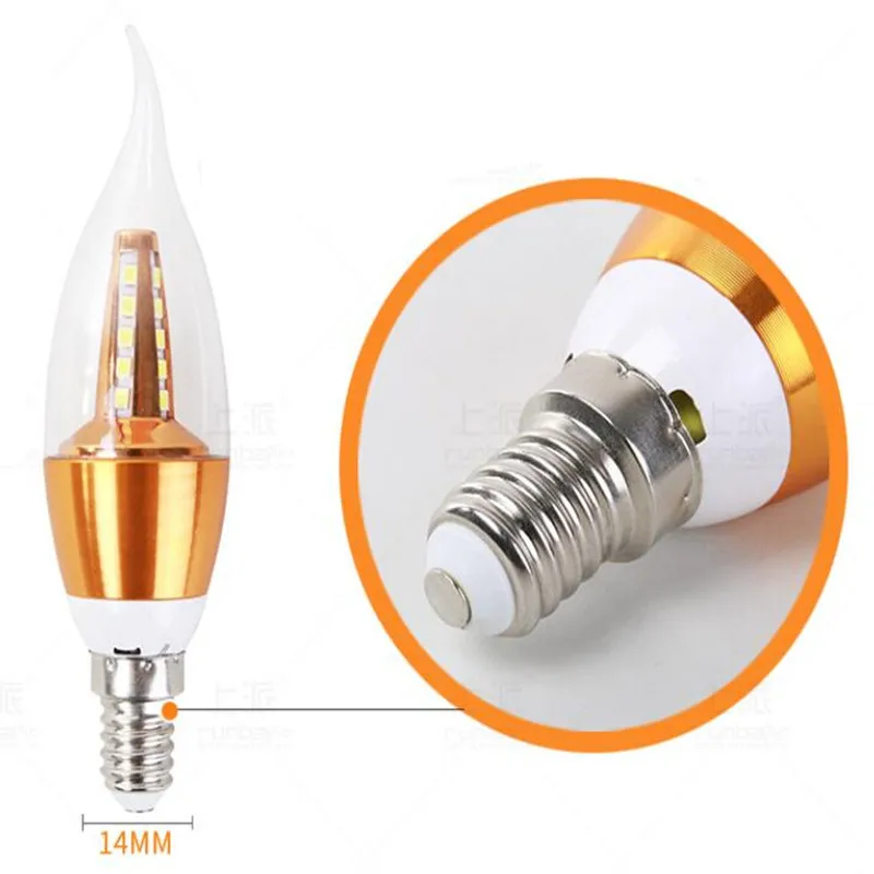 220V 5W Led Candle Bulb E14 Waterproof Aluminum Energy Saving Lamp Aluminum Ball Bubble LED Tail Pulling Blister ﻿