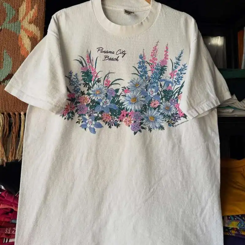 Creative Flower Design Couple Short Sleeve Basic T-Shirt Underwear Casual Comfortable Cotton Top for Men And Women