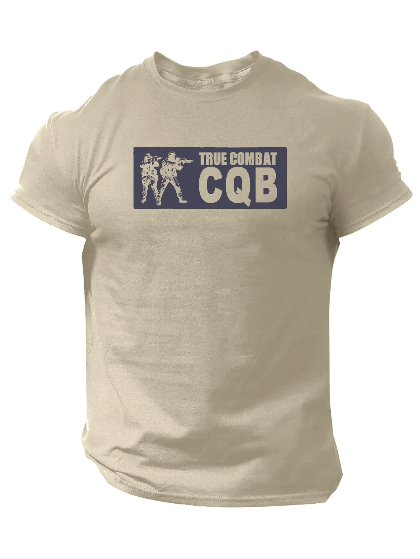 

Tactical with Bold TRUE COMBAT CQB Graphic-Military-style for Gym design-100% cotton O-neck short sleeve printed men's T-shirt.