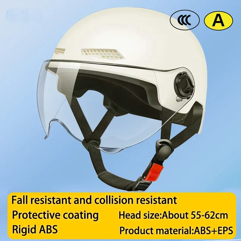 Safety Bicycle Helmet 3C Certified Men's andWomen's Adult Children Cartoon Electric Bicycle Motorcycle Half Helmet with Goggles