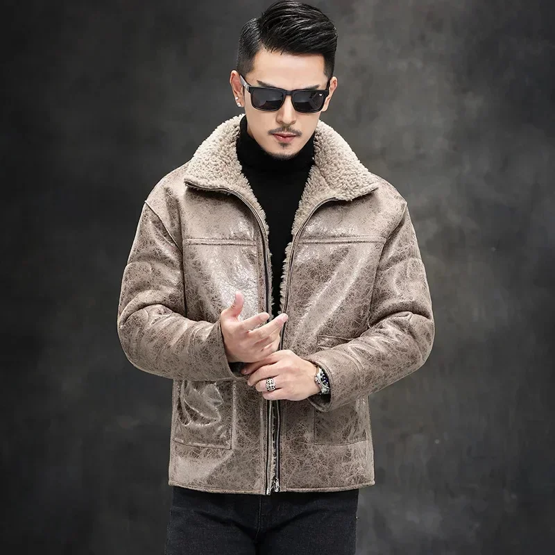 Nature Fur Men's Sheep Shearling Coat Men Double-sided Particle Wool Jacket Male Warm Top Man Winter Clothes 2025 Jaqueta