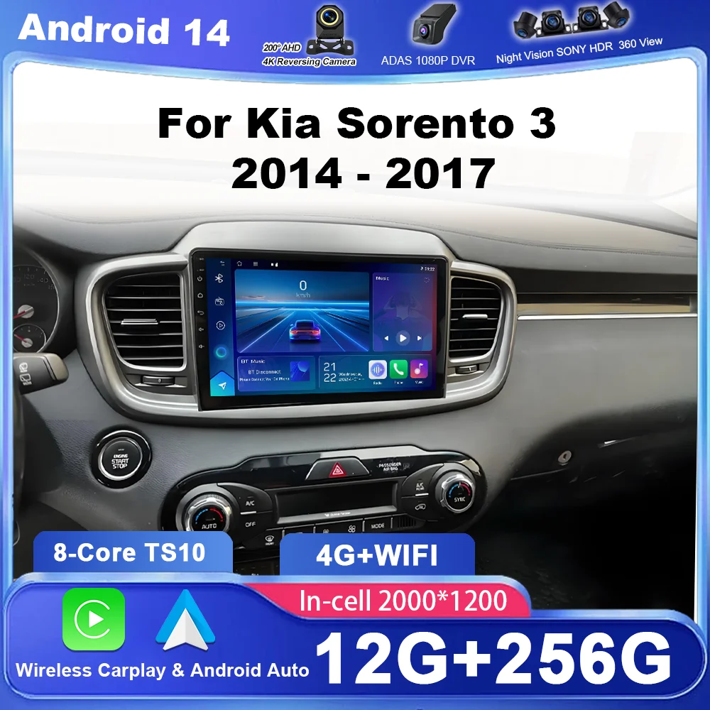 

Android Car For Kia Sorento 3 2014 - 2017 Auto Radio Stereo Multimidia Player GPS Navigation Carplay 2din 2 din DVD Touch Screen