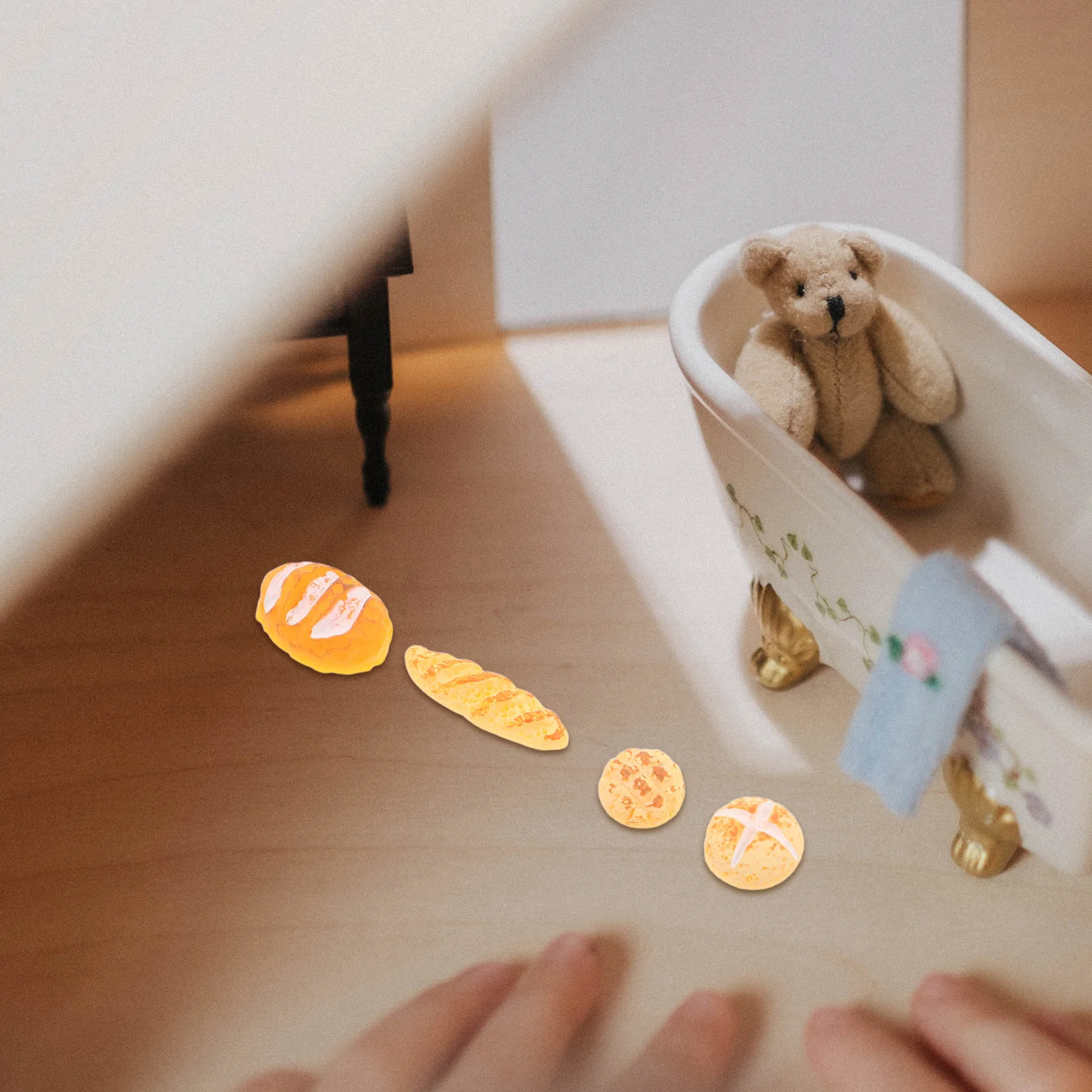 50 stuks miniatuur brood realistisch hars nep voedsel voor poppenhuis keuken decor simulatie gebak ambachtelijke mini dessert display set