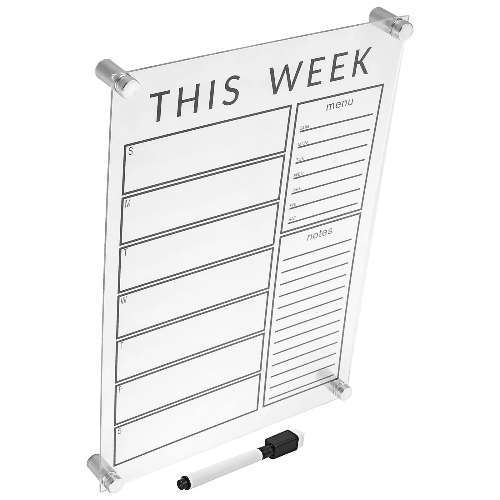

1Set Erasable Weekly Planning Board Clear Acrylic Memo Board for Home Office School Desktop Decoration Message Display Reminder