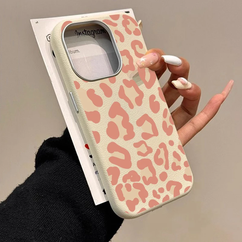 

Pink Leopard Print Lichee Pattern Phone Case For iPhone 17 16 15 14 13 12 11 Pro Max XS XR X 7 8 Plus 16E 17 Air Soft TPU Cover