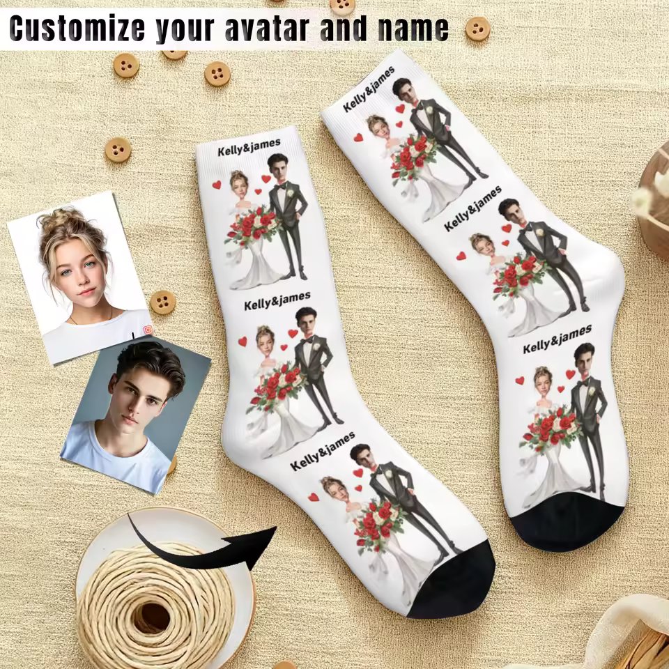 Customized socks Couple socks Wedding socks Personalized photo face socks Customized name Wedding anniversary gift - AliExpress