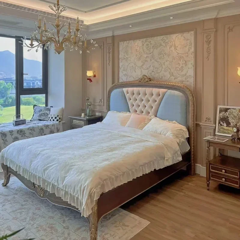 Sleeping High End European Bed Frame Double Modern King Bedroom Bed Modern Boys Unique Letto Matrimoniale Postmodern Furniture