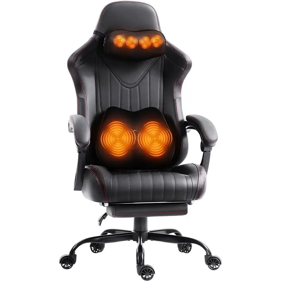 

Gaming Video Gaming Chair with Shiatsu Neck Massage and Lumbar Support for Home Office High Back Recliner Height Adjustable