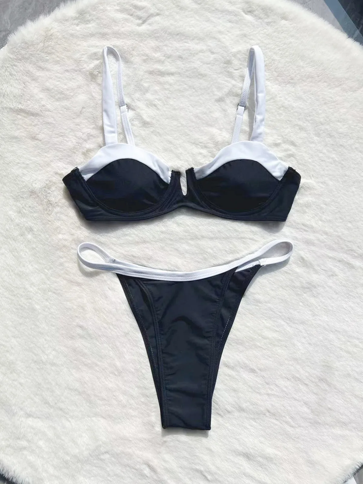 BanRibBikini-Maillot de bain noir sexy pour femmes, micro, ensemble deux pièces, style brésilien, vêtements de plage, 2024