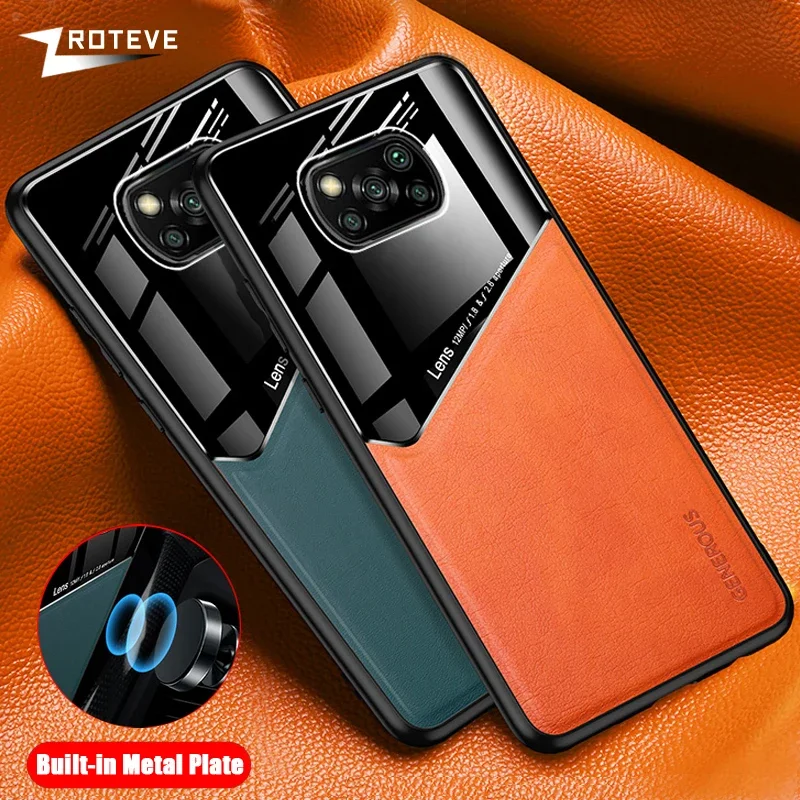 For PocoX3 NFC Case Zroteve PU Leather Car Magnetic Hard PC Cover For Xiaomi Poco X3 GT Xiomi Pocophone X4 Pro 5G Phone Cases