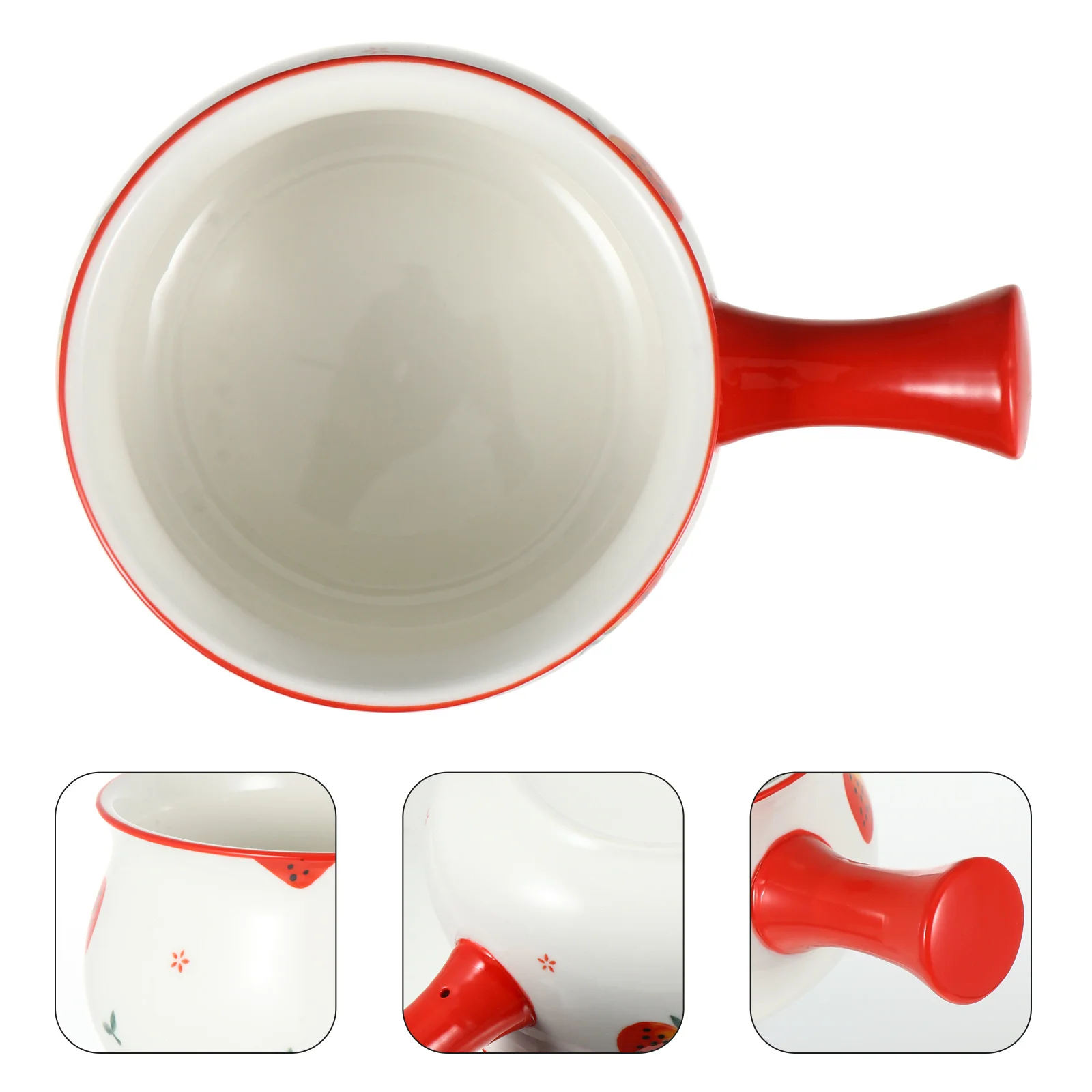 หม้อซุปนมเซรามิก ชามอาหารเด็ก ใช้กับไมโครเวฟและเครื่องล้างจานได้ ด้ามจับถนัดมือ ความร้อนกระจายเร็ว ให้ความร้อนสม่ำเสมอ