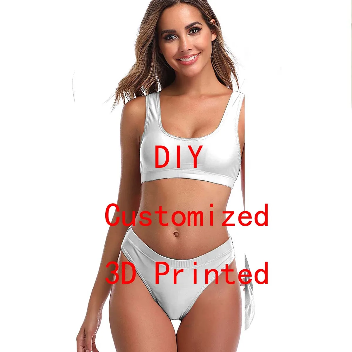 Dropshipping plastry VIP topy DIY dziewczęce Bikini z wysokim stanem Premium 3D z nadrukiem Uniqe letnie stroje kąpielowe plażowe