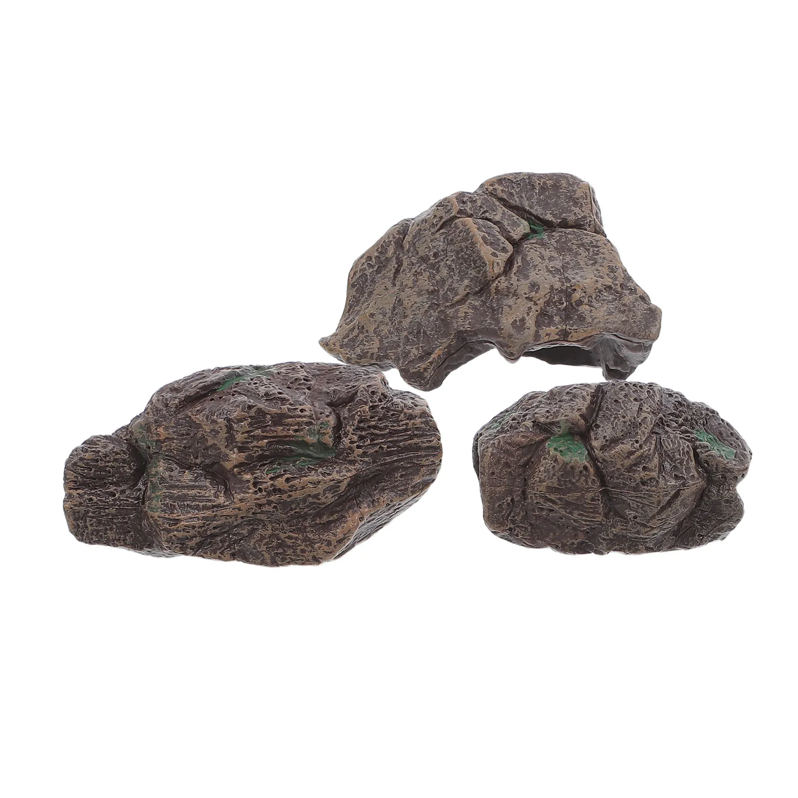 3Pcs Realistic Artificial Stone Rock Set for Miniature Landscapes Terrarium Zen Fairy Garden Sand Table Aquarium Decor Miniature
