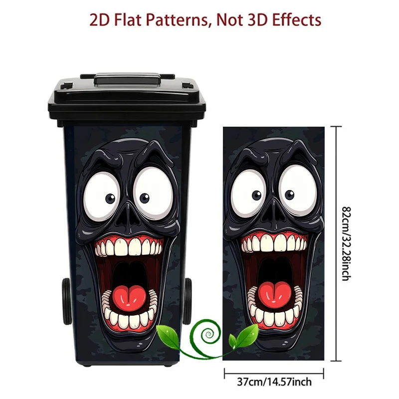 1pc Halloween Black Screaming Skull Face Themed Trash Can Decal Wall Sticker, Ideal for Outdoor Trash Can, Walls and Home Decor.
