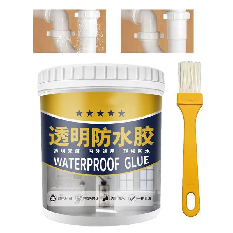 200g Super Wall Invisible Glue With Brush Adhesive Transparent Insulation Sealant Anti-Leakage Agent For Wall Mending Toilet