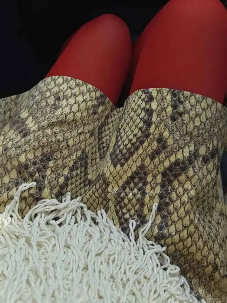 Gonna dritta con motivo serpente alla moda per donna Gonna lunga sottile a vita alta Gonna femminile streetwear calda Estate nuova