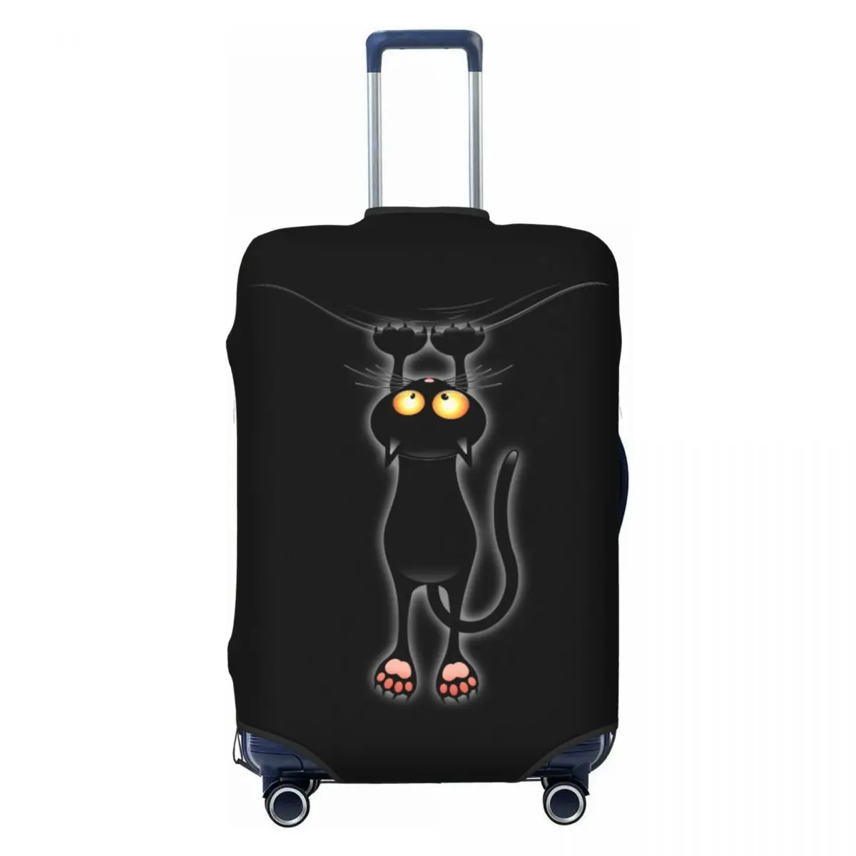 Juste de bagage de voyage élastique personnalisée, chat noir amusant, housse de valise, protecteur, chute vers le bas, convient à 18-32"