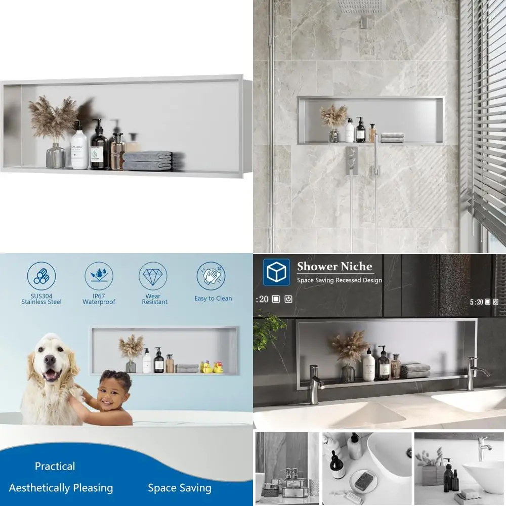 

Neodrain Shower Niche Cabinet, 36x12x4 Inches, Brushed Stainless Steel Recessed Bathroom Shelf