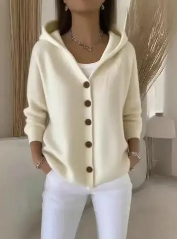 2025 New Foreign Trade Explosion Long Sleeve Hooded Button Open Shirt