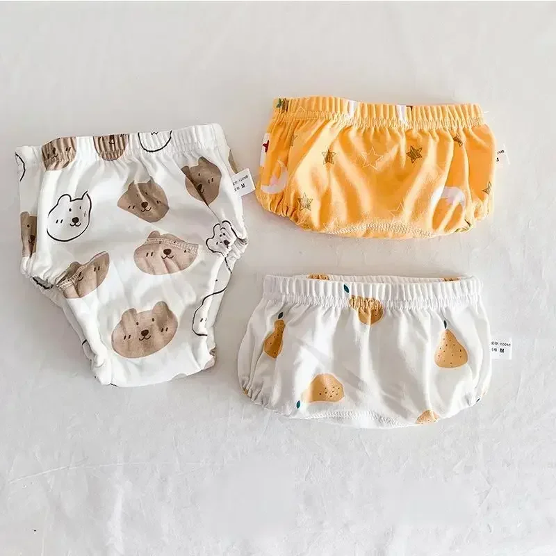 3 Pieces/lot Baby Training Pants 6 Layers Bebe Cloth Diaper Reusable Washable Cotton Elastic Waist Cloth Diapers 8-18KG Nappy