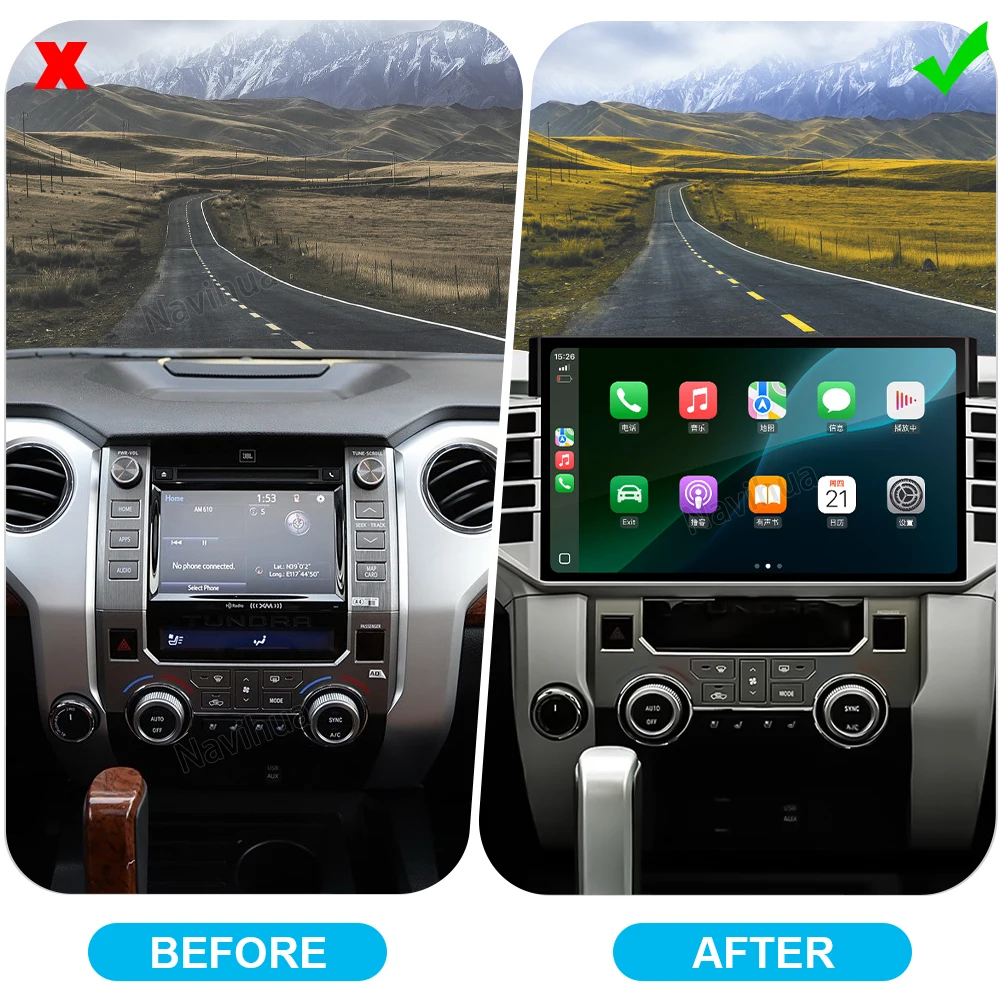 Navihua Android Touch Screen Carplay Radio Player Multimedia Stereo Video Player Head Unit  for    Tundra Sequoia 2014-2019