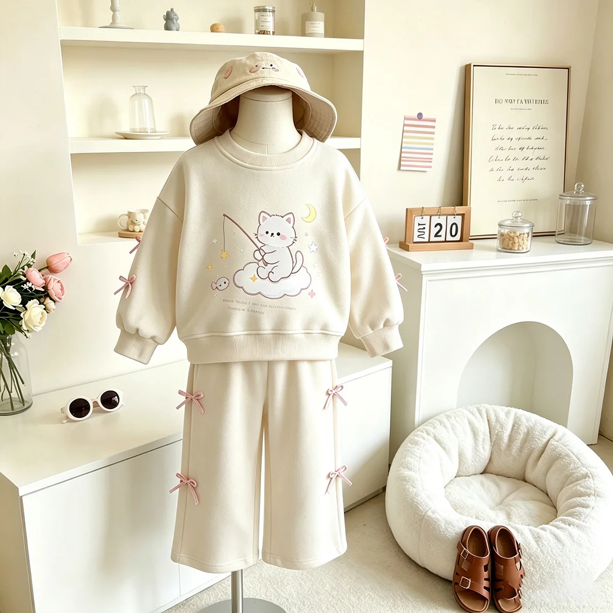 Mädchen-Sweatshirt & Hosen-Set mit Cartoon-Häschen-Print – Zweiteiliges Outfit mit langen Ärmeln für Frühling und Herbst, lässige Kinderkleidung – Detail 3