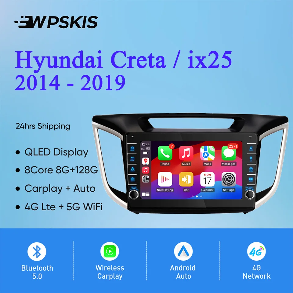 8G+128G 8Core Android 14 Car Gps Navigation Tape recorder PC Tablet For Hyundai Creta ix25 2014 - 2019 Auto Carplay SWC RDS DSP