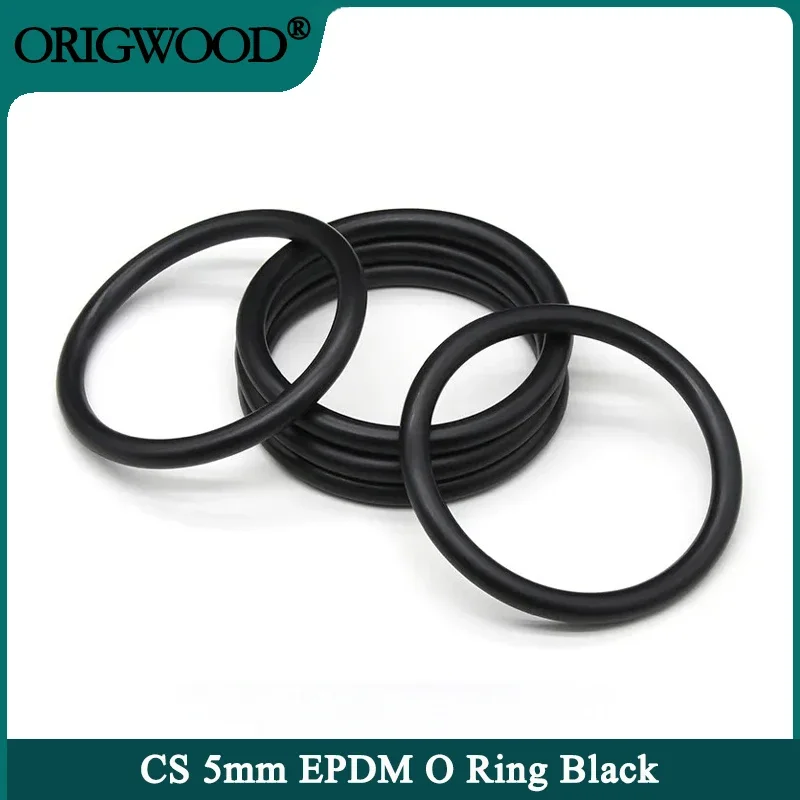 

10Pcs EPDM o Rings Gasket CS 5mm OD 16 ~ 150mm Black Acid and Alkali Resistance Water Resistance Friction Resistance O-ring