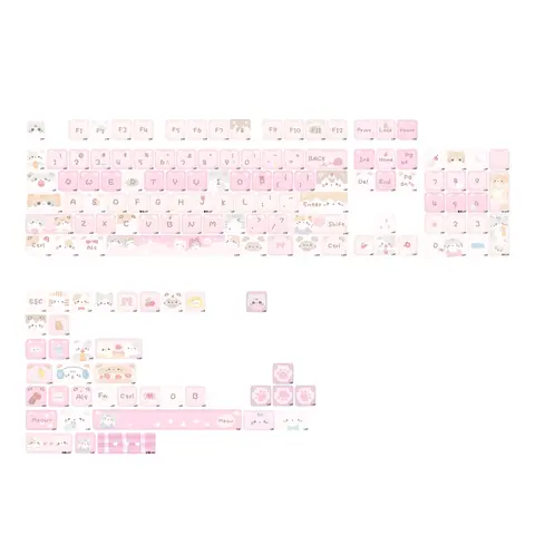 KiiBOOM x Maorbeng Meow Meow Squad Keycaps 141 Keys PBT MAO Profile Keycaps Set for Mechanical Gaming Keyboard