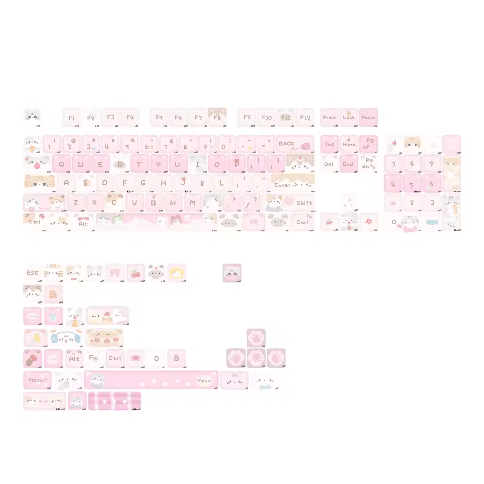 KiiBOOM x Maorbeng Meow Meow Squad Tastenkappen 141-Tasten PBT MAO Profil-Tastenkappen-Set für mechanische Gaming-Tastatur - AliExpress 7