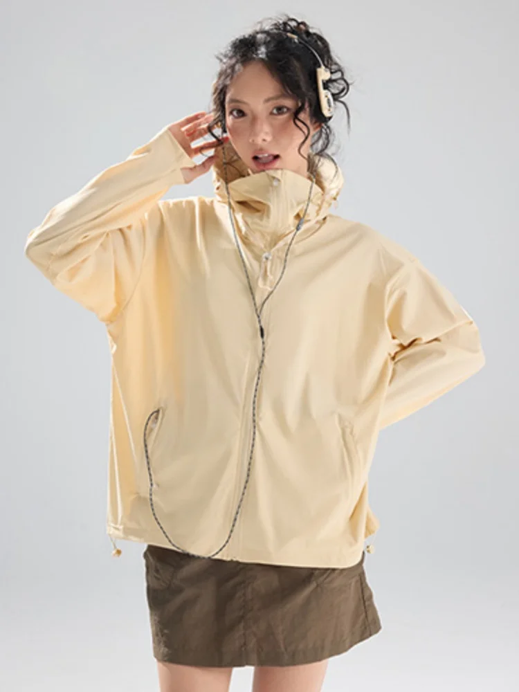 

Outdoor Raw-Yarn Sun Protection Jacket Men Women: Summer UV-Protective Skin-Friendly Jacket Hood, Dopamine-Print, Breathable