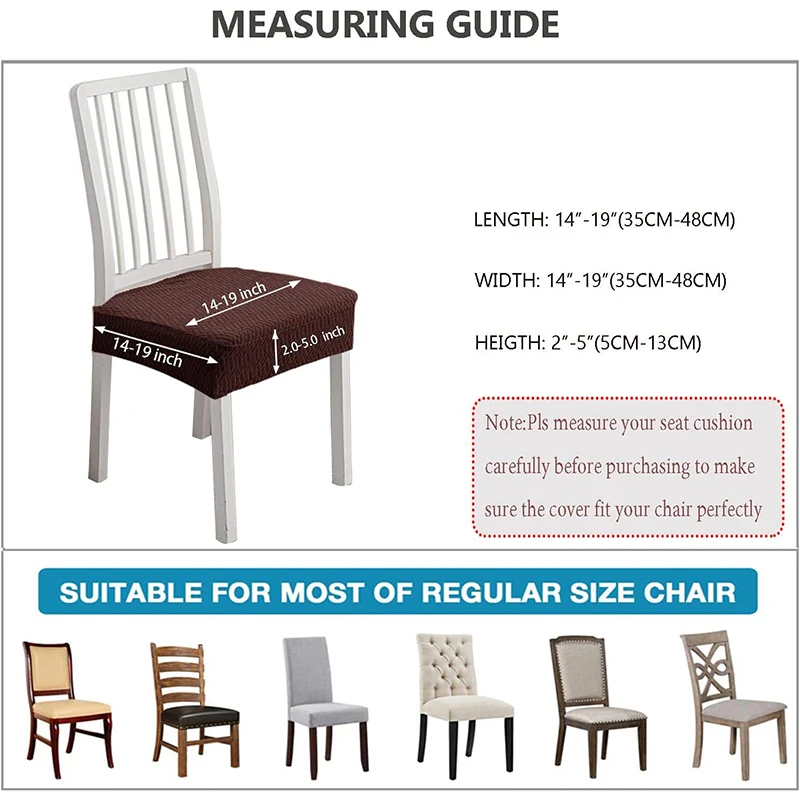 Stretch Jacquard Chair Seat Covers For Dining Room Solid Color Removable Washable Anti-Dust Chair Seat Cushion Protector