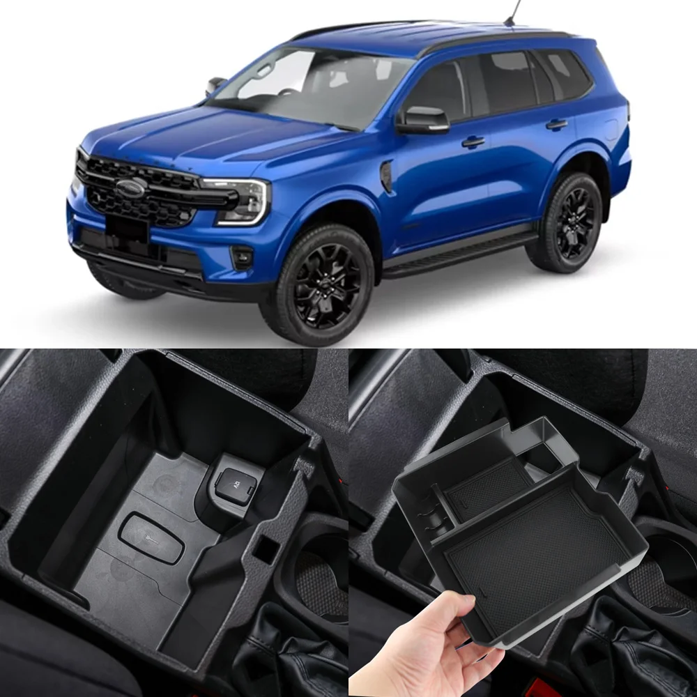 Auto Armlehne Aufbewahrungsbox für Ford Everest Ranger 2023-2025 Mittelkonsole Aufräumen Organizer Auto Innen Halter Tablett Zubehör