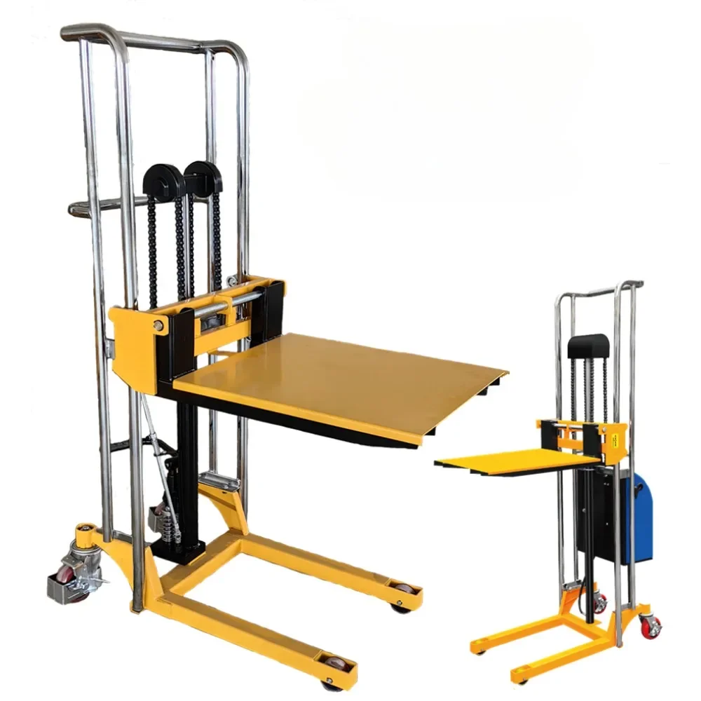 

Small electric hydraulic forklift with foot pedal Material lifting platform