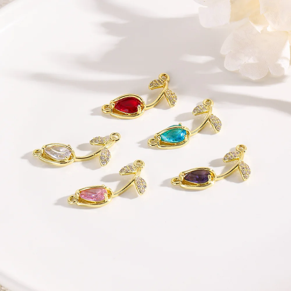 5 Fashion Trends Hot Sale Tulips Flowers Double Hole Connectors DIY Bracelets Necklace Jewelry Assembly Accessories Materials