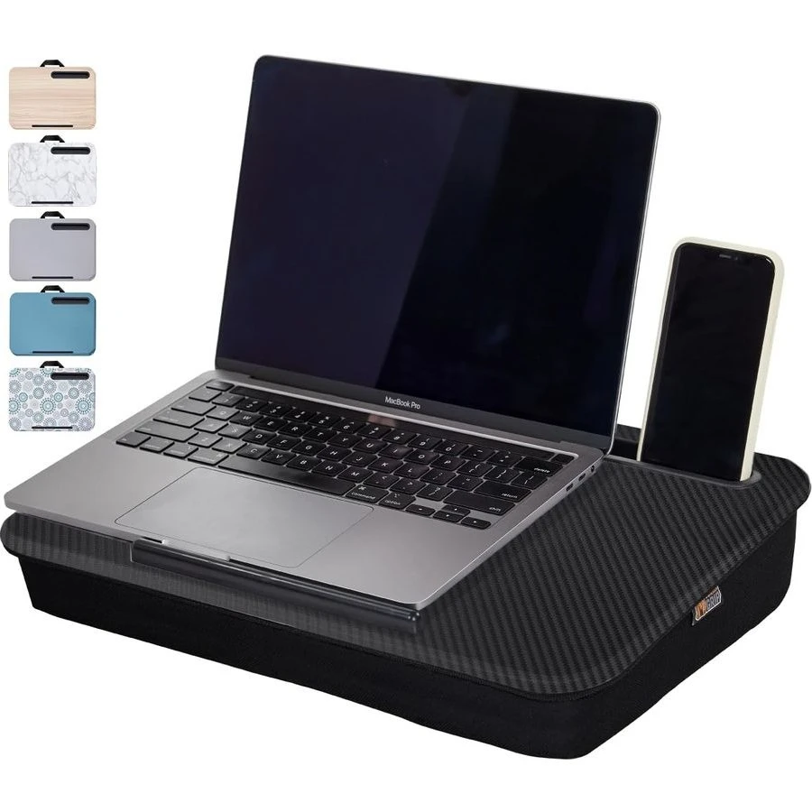 

Laptop Lap Desk with Phone Holder, Pillow Cushion Desks Fit Laptops up to 15.6, Tray Ledge Keep Computers in Place, Portable Tra